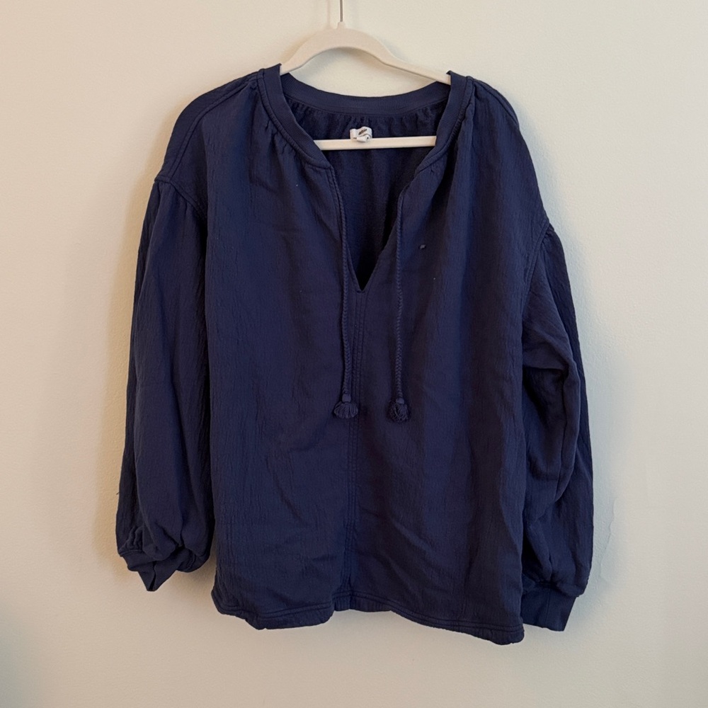 Aerie Easy Street Navy Blue Long Sleeve Sweatshirt